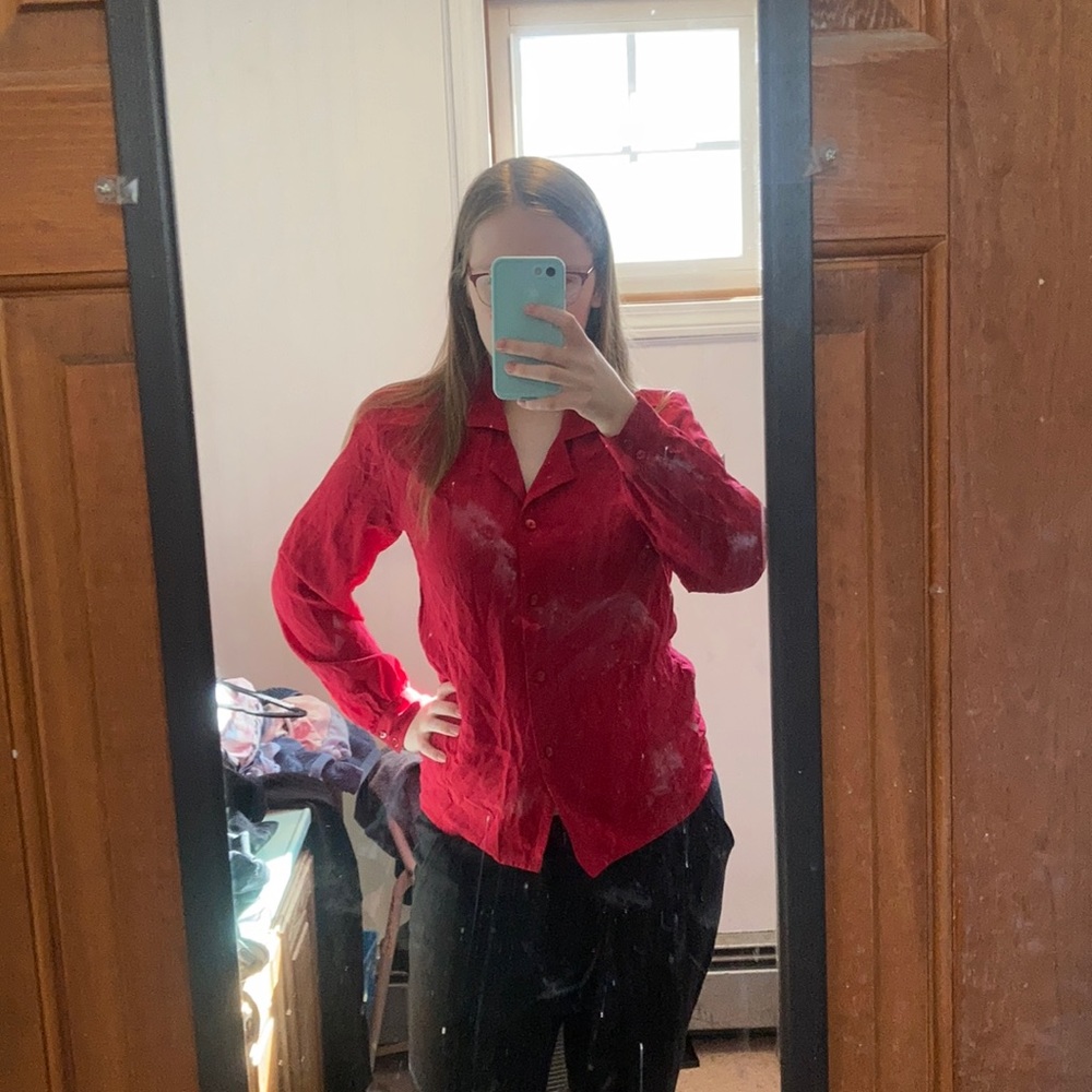 Silk Talbots button-down feminine and professional